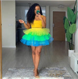Colorful Ruffle Homecoming Dresses Tulle Mini Party Gown, HZ0307