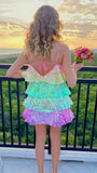 Colorful Sequin Homecoming Dresses Sleeveless Mini Party HZ0307