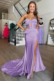 Lilac Cross Neck Mermaid Long Prom Dress With Side HZ0307
