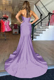 Lilac Cross Neck Mermaid Long Prom Dress With Side HZ0307