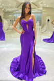 Lilac Cross Neck Mermaid Long Prom Dress With Side HZ0307