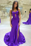 Lilac Cross Neck Mermaid Long Prom Dress With Side HZ0307