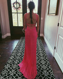 Cross Front Sequin Mermaid Long Formal Dress with Open HZ0307