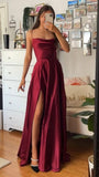 Custom Made Burgundy Satin Prom Dresses Cross Back Evening Party HZ0307