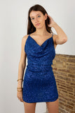 Custom Made High Quality Blue Sequin Homecoming Dresses, HZ0307