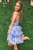 Cute Floral Halter A-Line Homecoming Dresses, HZ0307