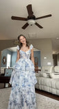 Cute Floral Ruffle Chiffon Prom Dress Long Evening HZ0307