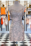 Cute Lace Tight Homecoming Dresses Tie Up Back Graduation Dress, HZ0307