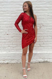 Cute Popular One Sleeves Homecoming Dresses Mini Party Gown, HZ0307