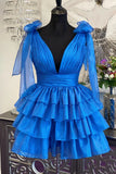 Cute V-Neck Ruffles Homecoming Dresses Short Birthday Dresses, HZ0307
