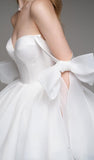 Cute White Organza Ball Gown A-Line Homecoming Dresses With Bowknot Straps, HZ0307