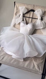 Cute White Organza Ball Gown A-Line Homecoming Dresses With Bowknot Straps, HZ0307