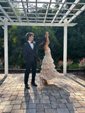 Cute A line Long Floral Ruffles Prom Dress Party HZ0307