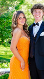 Cute Orange Beaded Split Mermaid Prom Dresses Long Celebrity HZ0307