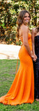 Cute Orange Beaded Split Mermaid Prom Dresses Long Celebrity HZ0307