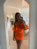 Cute Orange Tight Homecoming Dresses, HZ0307