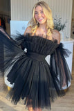 Cute Strapless Tulle Pleated Homecoming Dresses, HZ0307