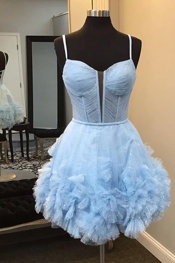 Cute Tulle Ruffles Mini Homecoming Dresses Junior Party Gown, HZ0307