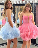 Cute Tulle Ruffles Mini Homecoming Dresses Junior Party Gown, HZ0307