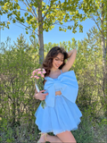LTP1824,Sky Blue Chiffon Bowknot A-Line Homecoming Dresses, Cute Blue Homecoming HZ0307
