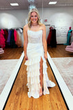 Royal Blue Mermaid Strapless Appliques Ruffle Prom Dress with HZ0307
