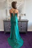 Spaghetti Strap Beaded Mermaid Dress with High HZ0307