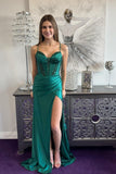 Spaghetti Strap Beaded Mermaid Dress with High HZ0307