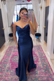 Strapless Ruched Mermaid Prom Dress with High HZ0307
