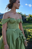 Off-the-shoulder Ruched Long Dress with High HZ0307