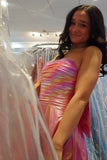 Strapless Metallic Ruched Prom Dress with HZ0307
