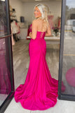 Fuchsia V-neck Mermaid Prom Dress with HZ0307