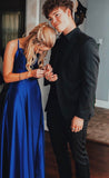 LTP0842,Elegant Backless Royal Blue Long Prom Dress Blue Satin Evening HZ0307