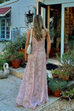 Gorgeous Pink Lace A-line Long Formal HZ0307