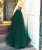 LTP1045,Green sweetheart applique tulle prom evening HZ0307