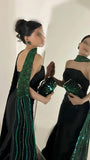 Dark Green Mermaid Prom Dress, Strapless Formal Gown, HZ0307