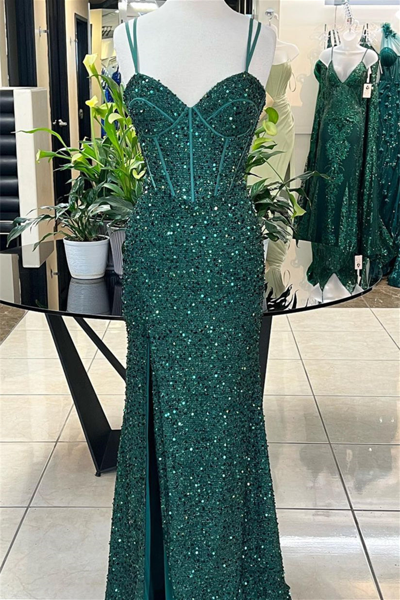 Dark Green Sequin Mermaid Corset Evening HZ0307