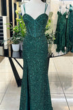 Dark Green Sequin Mermaid Corset Evening HZ0307