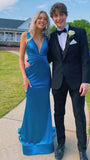 Deep V-Neck Mermaid Prom Dresses Sleeveless College Graduation HZ0307