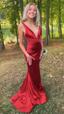 Deep V-Neck Mermaid Prom Dresses Sleeveless College Graduation HZ0307