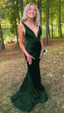 Deep V-Neck Mermaid Prom Dresses Sleeveless College Graduation HZ0307