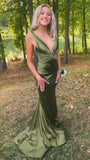 Deep V-Neck Mermaid Prom Dresses Sleeveless College Graduation HZ0307