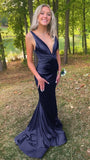 Deep V-Neck Mermaid Prom Dresses Sleeveless College Graduation HZ0307