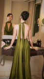 Drop Neck Silk Maxi Dress Wedding Guest Dress Prom Dresses Evening HZ0307