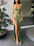 LTP1603,High Quality Olivia Green Satin Long Prom Evening HZ0307