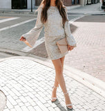 LTP1798,Silver Long Sleeves Sequin Vintage Homecoming Dress, Short Celebration Party HZ0307