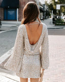 LTP1798,Silver Long Sleeves Sequin Vintage Homecoming Dress, Short Celebration Party HZ0307