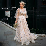 Starry Tulle A-Line Plus Size Prom Dresses With Stitch HZ0307