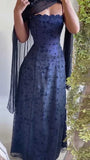 Elegant Blue Lace Prom Dresses Full Length Senior Party Dress Celebrity HZ0307