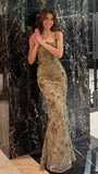 Elegant Lace Mermaid Prom Dresses Spaghetti Straps Evening Party HZ0307
