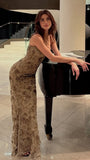 Elegant Lace Mermaid Prom Dresses Spaghetti Straps Evening Party HZ0307